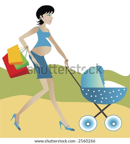stock-photo-pregnant-woman-with-shopping-bags-pushing-a-baby-carriage-2560266.jpg