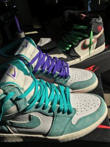 turbo green 1s purple laces