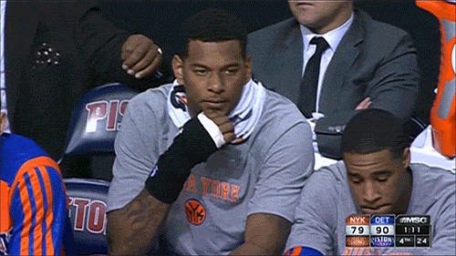 Image result for knicks bench sad gif