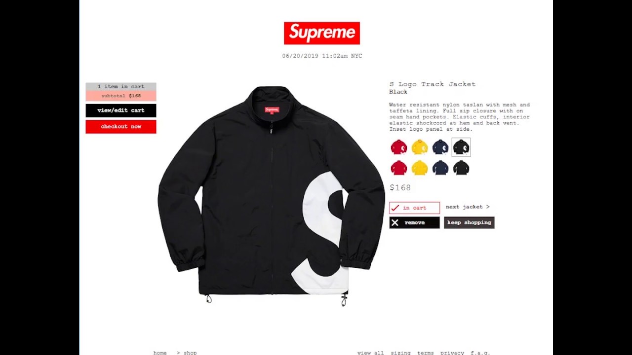 SupCopAuto: Supreme SS19 Week 17 LIVE Cop Video - Supreme S Logo Track  Jacket - YouTube